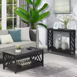 Kirklands Home Coffee Tables|Cut-Out Sides Coffee Table Black