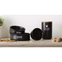 Kirklands Home Pet Dishes & Canisters|Dinner & Drinks 2-pc. Pet Bowl Set, 4 in. Black