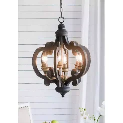 Kirklands Home Chandeliers & Pendant Lighting|Black Distressed Gold Chandelier