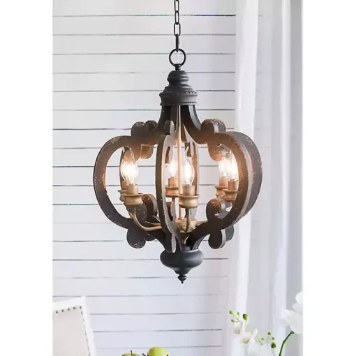 Kirklands Home Chandeliers & Pendant Lighting|Black Distressed Gold Chandelier
