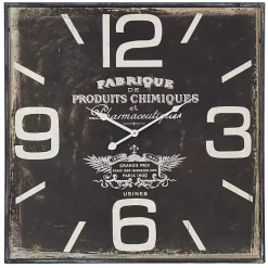 Kirklands Home Clocks|Black Distressed Wood Face Square Clock