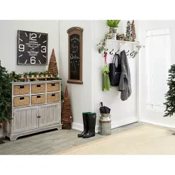 Kirklands Home Clocks|Black Distressed Wood Face Square Clock