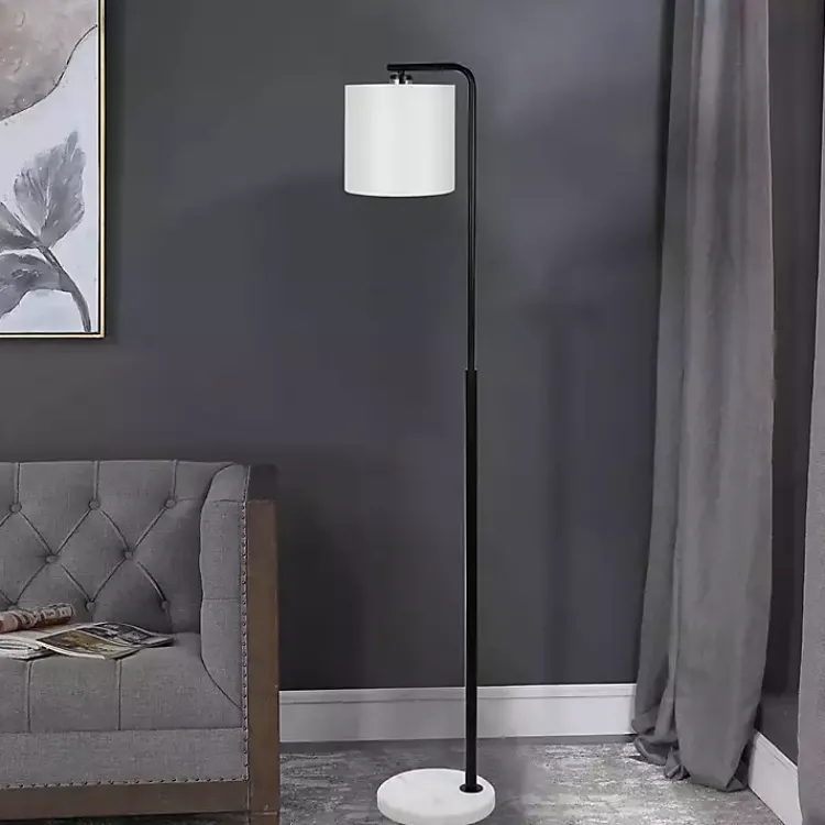 Kirklands Home Floor Lamps|Black Downbridge Marble Base Floor Lamp White