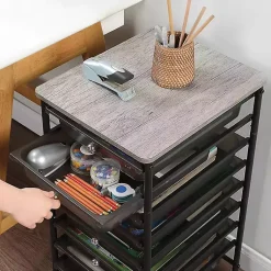 Kirklands Home Office Furniture|8-Drawer Rolling Storage Cart Black