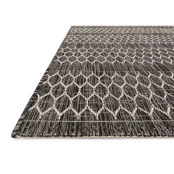 Kirklands Home Outdoor Rugs|Black Eyelet Pattern Outdoor Area Rug, 5x7
