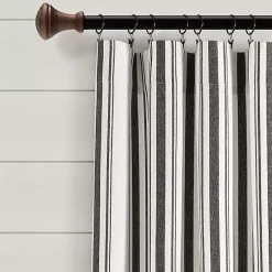 Kirklands Home Curtains & Drapes|Farmhouse Stripe Curtain Panel Set, 108 in. Black