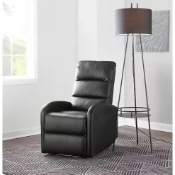 Kirklands Home Accent Chairs|Faux Leather Dormi Recliner Black