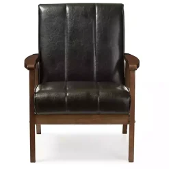 Kirklands Home Accent Chairs|Faux Leather Kegan Accent Chair Black