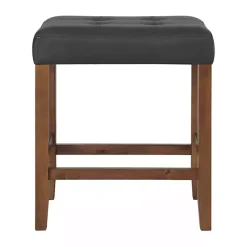 Kirklands Home Bar Stools & Counter Height Stools|Faux Leather Madison Walnut Counter Stool Black