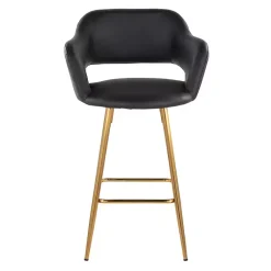 Kirklands Home Bar Stools & Counter Height Stools|Faux Leather Marge Counter Stools, Set of 2 Black