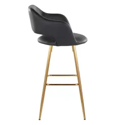 Kirklands Home Bar Stools & Counter Height Stools|Faux Leather Marge Bar Stools, Set of 2 Black