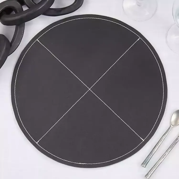 Kirklands Home Table Linens|Faux Leather Placemats, Set of 4 Black