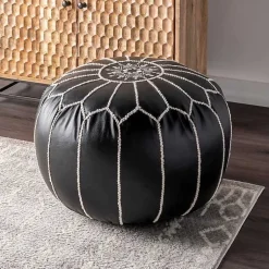 New Faux Leather Pouf Poufs & Floor Cushions