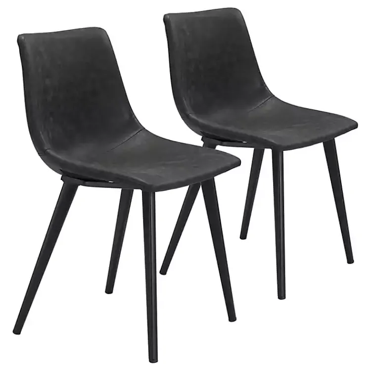 Kirklands Home Dining Chairs|Faux Leather Scoop Dining Chairs, Set of 2 Black