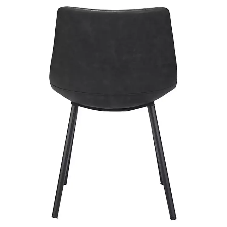 Kirklands Home Dining Chairs|Faux Leather Scoop Dining Chairs, Set of 2 Black