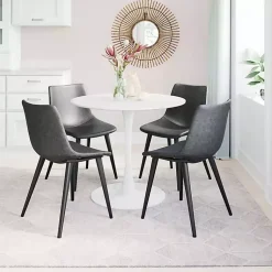 Kirklands Home Dining Chairs|Faux Leather Scoop Dining Chairs, Set of 2 Black