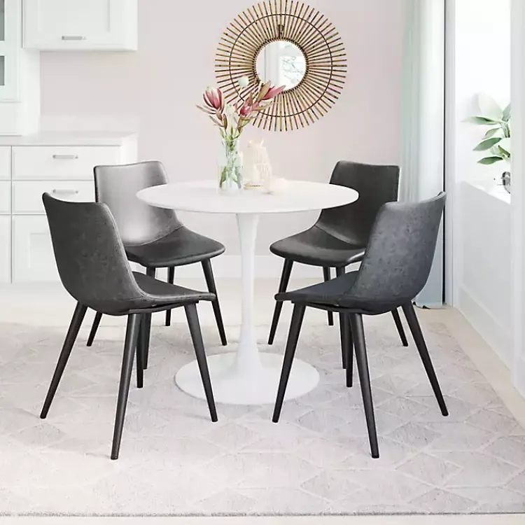 Kirklands Home Dining Chairs|Faux Leather Scoop Dining Chairs, Set of 2 Black