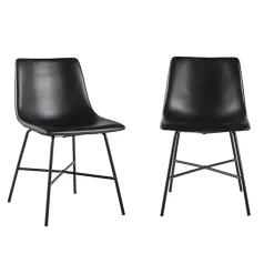 Kirklands Home Dining Chairs|Faux Leather Scoop Dining Chairs, Set of 2 Black
