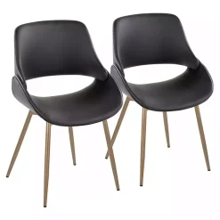 Kirklands Home Accent Chairs|Faux Leather Scooped Accent Chairs, Set of 2 Black