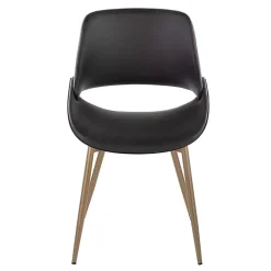 Kirklands Home Accent Chairs|Faux Leather Scooped Accent Chairs, Set of 2 Black