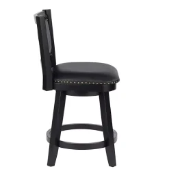 Kirklands Home Bar Stools & Counter Height Stools|Faux Leather Upholstered Counter Stool Black