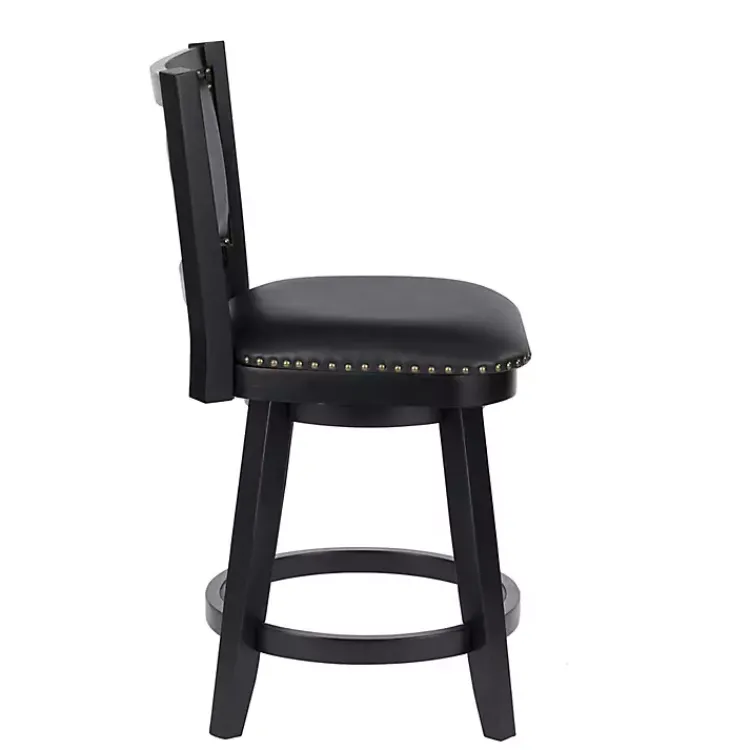 Kirklands Home Bar Stools & Counter Height Stools|Faux Leather Upholstered Counter Stool Black