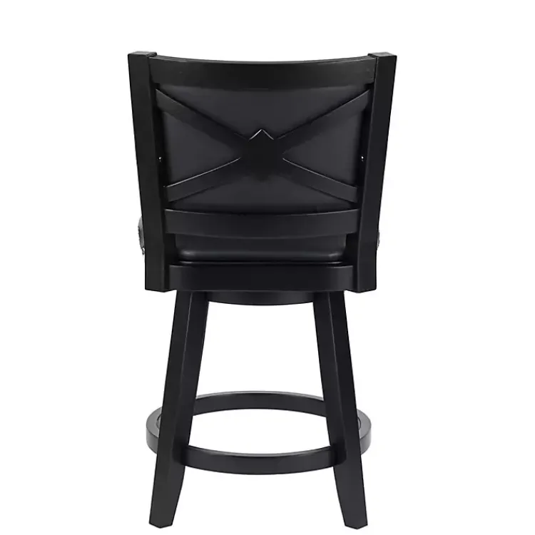 Kirklands Home Bar Stools & Counter Height Stools|Faux Leather Upholstered Counter Stool Black