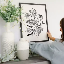 Kirklands Home Framed Art|Black Floral Bouquet Framed Art Print
