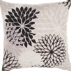 Kirklands Home Outdoor Cushions & Pillows|Floral Chevron Outdoor Throw Pillow Black