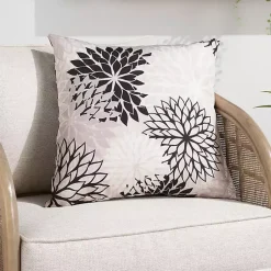 Kirklands Home Outdoor Cushions & Pillows|Floral Chevron Outdoor Throw Pillow Black