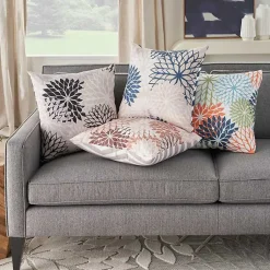 Kirklands Home Outdoor Cushions & Pillows|Floral Chevron Outdoor Throw Pillow Black