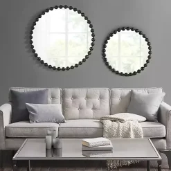 Kirklands Home Decorative Mirrors|Black Foiled Beaded Wall Mirror, 36 in.