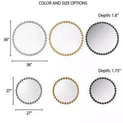 Kirklands Home Decorative Mirrors|Black Foiled Beaded Wall Mirror, 36 in.