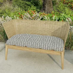 Kirklands Home Outdoor Cushions & Pillows|French Edge Outdoor Wicker Settee Cushion Black