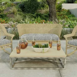 Kirklands Home Outdoor Cushions & Pillows|French Edge Outdoor Wicker Settee Cushion Black