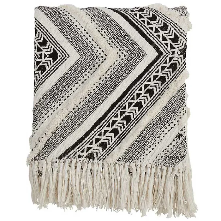 Clearance Black Geometric Diamond Throw Blankets & Throws