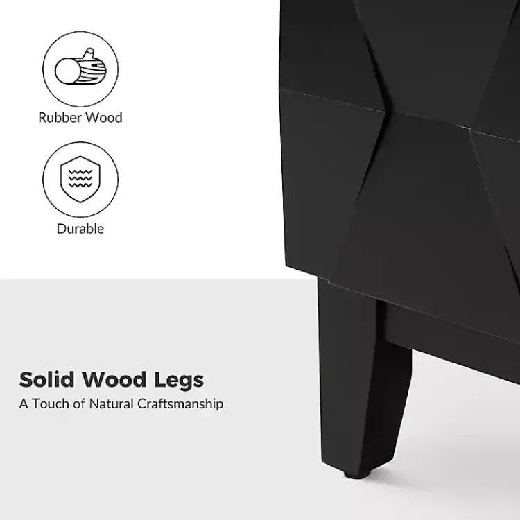 Kirklands Home Nightstands|Geometric 2-Drawer Charging Nightstand Black