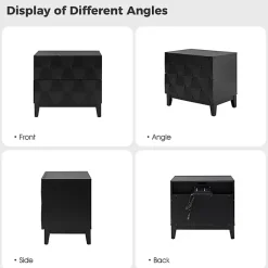 Kirklands Home Nightstands|Geometric 2-Drawer Charging Nightstand Black