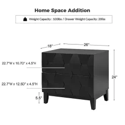 Kirklands Home Nightstands|Geometric 2-Drawer Charging Nightstand Black