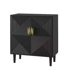 Kirklands Home Cabinets & Sideboards|Geometric Gold Handle Cabinet Black