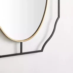 Kirklands Home Decorative Mirrors|Black Gold Scalloped Oval Frame Wall Mirror