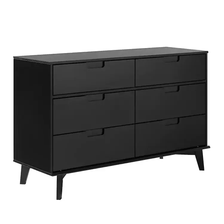 Kirklands Home Dressers & Chests|Grooved Handle 6-Drawer Dresser Black