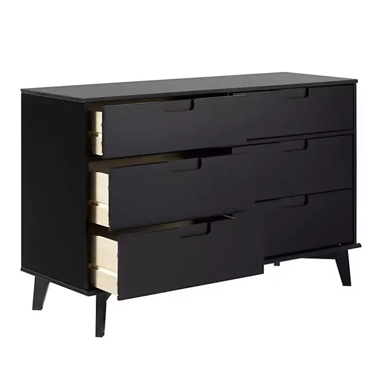 Kirklands Home Dressers & Chests|Grooved Handle 6-Drawer Dresser Black