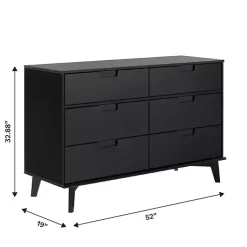 Kirklands Home Dressers & Chests|Grooved Handle 6-Drawer Dresser Black