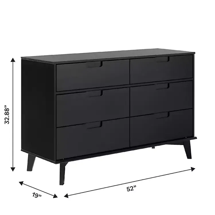 Kirklands Home Dressers & Chests|Grooved Handle 6-Drawer Dresser Black