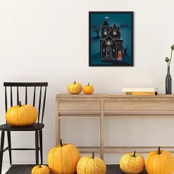Best Black Haunted House Framed Canvas Print Halloween