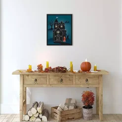 Best Black Haunted House Framed Canvas Print Halloween