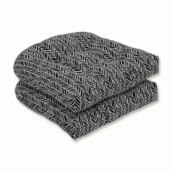Kirklands Home Outdoor Cushions & Pillows|Herringbone Outdoor Seat Cushions, Set of 2 Black