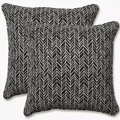 Kirklands Home Outdoor Cushions & Pillows|Herringbone Outdoor Pillows, Set of 2 Black