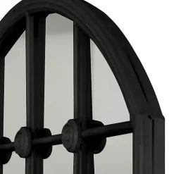 Kirklands Home Decorative Mirrors|Black Iron Arched Windowpane Mirror